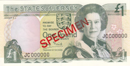 Jersey Banknote One Pound SPECIMEN Overprint Code JC - Superb UNC Condition - Jersey