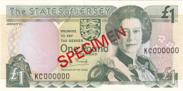 Jersey Banknote One Pound SPECIMEN Overprint Code KC - Superb UNC Condition - Jersey