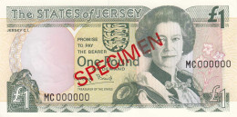 Jersey Banknote One Pound SPECIMEN Overprint Code MC - Superb UNC Condition - Jersey