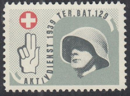 SCHWEIZ Soldatenmarke: TER. BAT. 129, Aktivdienst 1939, Ungebraucht - Viñetas