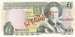 Jersey Banknote One Pound SPECIMEN Overprint Code NC - Superb UNC Condition - Jersey