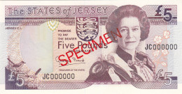 Jersey Banknote Five Pound  (Pick 21s) SPECIMEN Overprint Code JC - Superb UNC Condition - Jersey