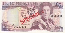 Jersey Banknote Five Pound  SPECIMEN Overprint Code CC - Superb UNC Condition - Jersey