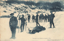 Modane ( éditeur F. Montaz ) * Transport D'un Blessé Au Moyen De Ski * Chasseurs Alpins * Régiment Alpin * Skis - Modane