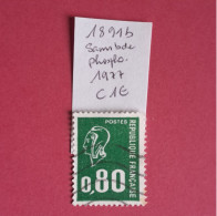 N°1891b 0.80 C. Vert Sans Bande Phosphorescente Cote 2023 1€ - 1971-1976 Marianne Of Béquet