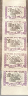 O) 1953 GUATEMALA, IMPERFORATED, CHAMPION BULL SCT  C194 50c, WRIGHT BANK NOTE, NATIONAL FAIR, STRIP MNH - Centrafricaine (République)