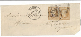 0013. LSC 2ex. N°13 Ty. I Cercle De Points & Càd X2 Paris 1étoile (SEINE) Dont 1 Sur Timbres - Ind. 30 - Déc. 1859 - 1849-1876: Classic Period