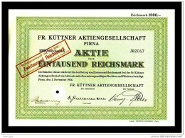 Aktie FR. KÜTTNER Textilindustrie 1934 - 1.000 RM Pirna - Textiel