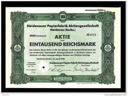 Aktie Heidenauer Papierfabrik AG April 1938 1.000 RM - Industrie