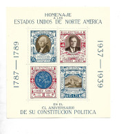 GUATEMALA 1938 HOMAGE UNITED STATES CONSTITUTION ROOSEVELT WASHINGTON SS SC. C92 MICHEL BL1 - Guatemala