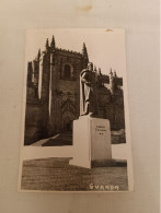 Delcampe - ANTIQUE PHOTO POSTCARD PORTUGAL GUARDA - VISTA PARA A CATEDRAL COM ESTATUA D. SANCHO I USED 1959 - Guarda
