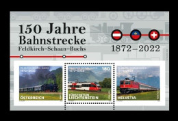 Liechtenstein 2022 Mih. 2065 (Bl.47) Feldkirch-Schaan-Buchs Railway (joint Liechtenstein-Austria-Switzerland) MNH ** - Unused Stamps