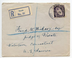 Ireland 1938 Registered Cover - Croom / Cromagh To Watertown, Connecticut; Scott 72 - 5p. Sword Of Light - Covers & Documents
