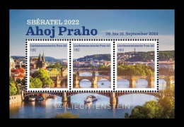 Liechtenstein (die.Marke) 2022 #244/46 (Bl.9) Philatelic Exthibition In Prague. Bridges. Ship MNH ** - Neufs