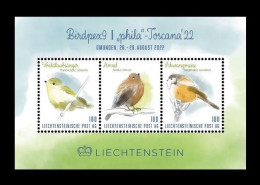 Liechtenstein (die.Marke) 2022 #247/49 (Bl.10) Philatelic Exhibition Birdpex9. Fauna. Birds MNH ** - Nuovi