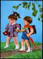 A9382 - Kruse Glückwunschkarte - Puppe Puppen - Schulanfang - Verlag DDR - Einschulung