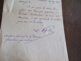 M45 Ile De La Réunion LAS Autographe Signé Mahé Gouverneur Par Intérim 11/02/1930 Remerciements - Político Y Militar