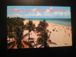 MIAMI BEACH Florida Greetings From Famous Beach Cancel 1967 To Sweden Postcard USA - Miami Beach