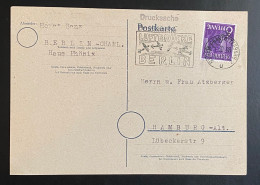 Deutschland 1947 All. Bes. Gemeinschaftsausgaben Mi. 944 Auf Postkarte Gestempelt BERLIN CARLOTTENBURG + WERBESTEMPEL - Lettres & Documents