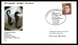 FFC Lufthansa  Frankfurt-Jeddah-Dar Es Salaam-Mauritius 1984 - Correo Aéreo