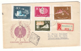 Hongrie - Lettre Recom De 1959 - Oblit Budapest - Avec Timbres NON Dentelés - Espace - Avions - Ponts - Hélicoptères - Covers & Documents