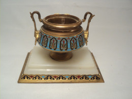 Encrier Bronze Email Cloisonné XIXème Style Empire. - Inktpotten