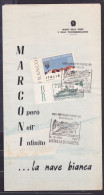 1972 Italia Italy Repubblica Pieghevole ELETTRA LA NAVE BIANCA Annullo Speciale 1.10.72 GIORNATA DI MARCONI - Varietà E Curiosità