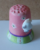 DÉ A COUDRE DE COLLECTION - ROSE ET VERT AVEC PETIT OISEAU - Thimbles