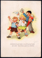 G5013 - Marianne Drechsel Glückwunschkarte - Kinder Zuckertüte - Verlag Volkskunstverlag Reichenbach DDR - Einschulung