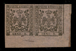 Antichi Stati Italiani - Modena - 1859 - 9 Cent (3) - Coppia Angolare (posiz. 239/240) - Gomma Originale - Other & Unclassified