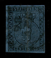 Antichi Stati Italiani - Parma - 1852 - 40 Cent Azzurro (5) - Usato - Cert. Cilio - Other & Unclassified