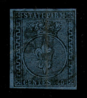 Antichi Stati Italiani - Parma - 1852 - 40 Cent Azzurro (5) - Usato - Cert. Cilio - Altri & Non Classificati