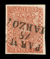 Antichi Stati Italiani - Parma - 1853/1855 - 15 Cent (7c) Con Greca Di Destra Più Larga E Stampa Difettosa - Usato - Die - Altri & Non Classificati