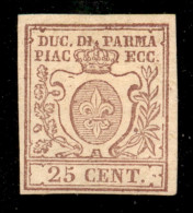 Antichi Stati Italiani - Parma - 1857 - 25 Cent (10) Gomma Originale - Diena (1.500) - Sonstige & Ohne Zuordnung