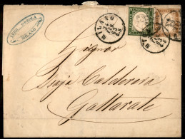 Antichi Stati Italiani - Sardegna - 5 Cent (13Dc) + 10 Cent (14E) - Lettera Da Milano A Gallarate Del 24.2.63 - Autres & Non Classés