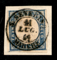 Antichi Stati Italiani - Sardegna - 1861 - 20 Cent (15Dh - Cobalto Chiaro) Usato Su Frammento A S. Severino Marche - Pre - Altri & Non Classificati