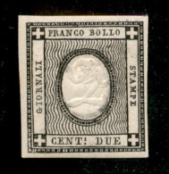 Antichi Stati Italiani - Sardegna - 1861 - 2 Cent Nero Intenso (20e) Con Leggera Doppia Impressione Dell'ovale - Gomma I - Sonstige & Ohne Zuordnung