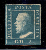 Antichi Stati Italiani - Sicilia - 1859 - 2 Grana (8b - Azzurro Verdastro) - Gomma Originale - Leggero Assottigliamento  - Autres & Non Classés
