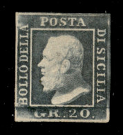 Antichi Stati Italiani - Sicilia - 1859 - 20 Grana (13) Nuovo Con Gomma Originale - Em. Diena + Bottacchi + Cert. Cilio - Altri & Non Classificati