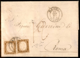 Regno - Vittorio Emanuele II - Napoli Porto (P.ti 12) - Due Cent (1e - Bistro Oliva) Applicati A Tete Beche Su Lettera P - Other & Unclassified