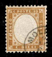 Regno - Vittorio Emanuele II - 1862 - 10 Cent (1h - Arancio Ocra) Usato A Moliterno - Diena - Otros & Sin Clasificación