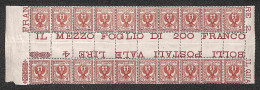 Regno - Vittorio Emanuele III - 1901 - 2 Cent Floreale (69) - Blocco Orizzontale Di 20 Con Interspazio Di Gruppo Al Cent - Otros & Sin Clasificación