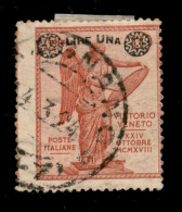 Regno - Vittorio Emanuele III - 1924 - 1 Lira Su 10 Cent Vittoria (159) Usato - Cert. Cilio - Sonstige & Ohne Zuordnung