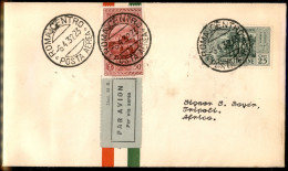 Regno - Vittorio Emanuele III - Garibaldi (315 + 32 Aerea) - 2 Valori Su Aerogramma FDC (6 Aprile 1932) Da Roma A Tripol - Otros & Sin Clasificación