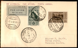 Regno - Vittorio Emanuele III - Garibaldi (316 + 33 Aerea) - 2 Valori Su Aerogramma FDC (6 Aprile 1932) Da Roma A Venezi - Otros & Sin Clasificación