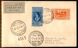 Regno - Vittorio Emanuele III - Garibaldi (318 + 35 Aerea) - 2 Valori Su Aerogramma FDC (6 Aprile 1932) Da Roma A Venezi - Sonstige & Ohne Zuordnung