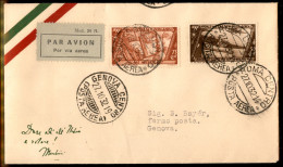 Regno - Vittorio Emanuele III - Decennale (42/43 Aerea) - 2 Valori Su Aerogramma FDC (27.ottobre 1932) Da Roma A Genova  - Sonstige & Ohne Zuordnung