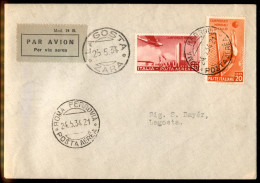 Regno - Vittorio Emanuele III - Calcio (357 + Aerea 69) - 2 Valori Su Aerogramma FDC Da Roma A Lagosta Nel Giorno D'emis - Other & Unclassified