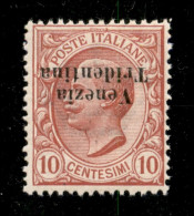 Occupazioni I Guerra Mondiale - Trentino-Alto Adige - 1918 - 10 Cent (22aa) Con Soprastampa Capovolta - Gomma Integra (6 - Autres & Non Classés