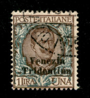 Occupazioni I Guerra Mondiale - Trentino-Alto Adige - 1918 - 1 Lira Floreale (27b) Usato - Doppia Soprastampa - Cert. AG - Sonstige & Ohne Zuordnung